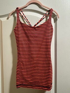 Lululemon Free To Be Tank Flare Orange and Navy Blue Womens 8